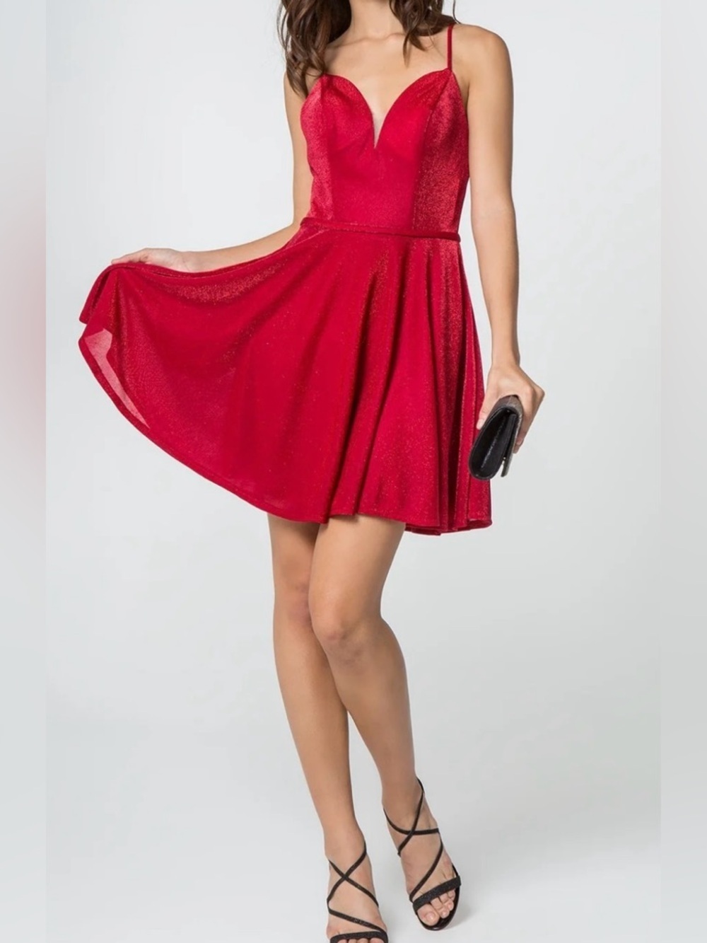 NWT -ELIZABETH K BY GLS - Red Spaghetti-Strap Skater Dress